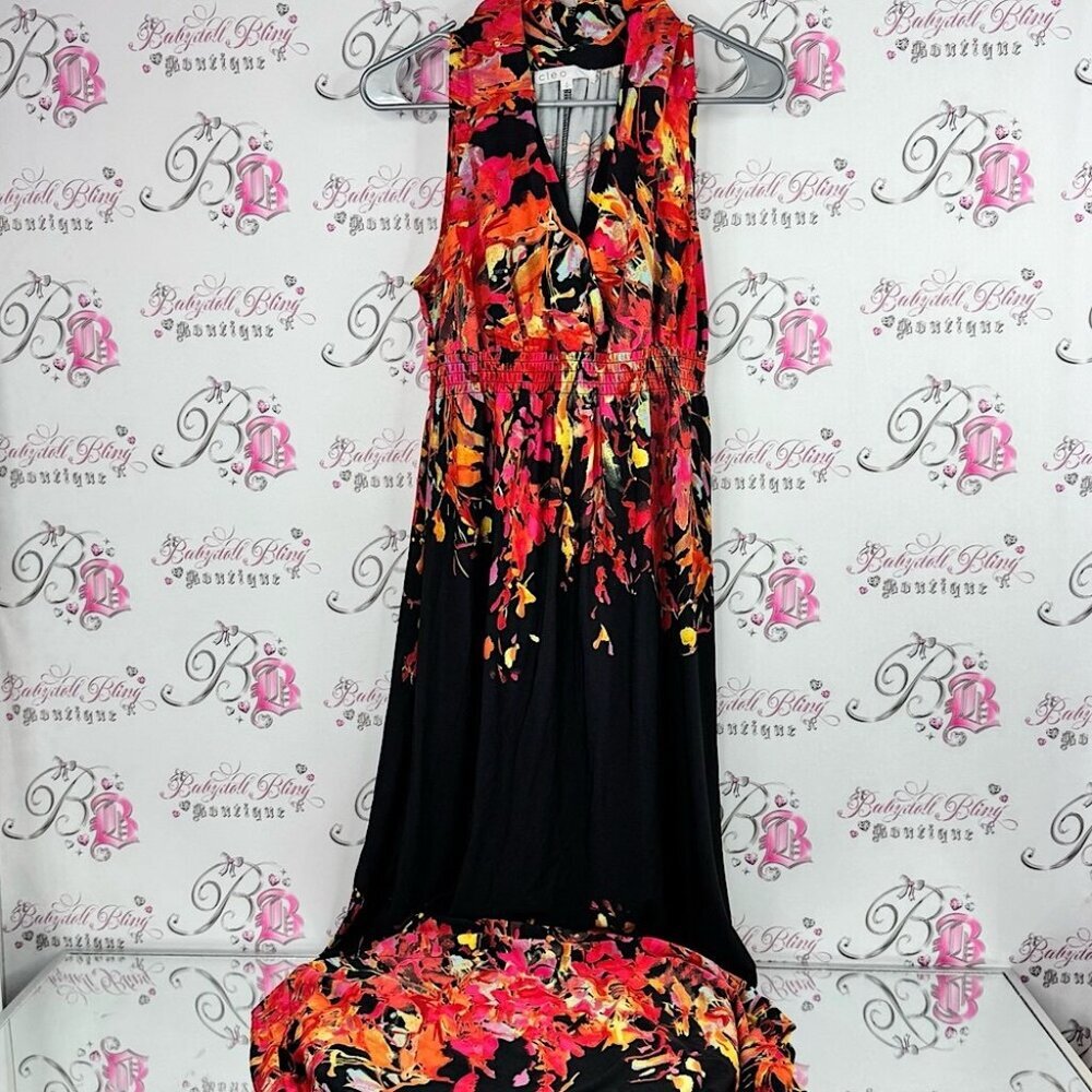 Cleo dress long maxi flowers ombré style Black and Red Floral Maxi Dress